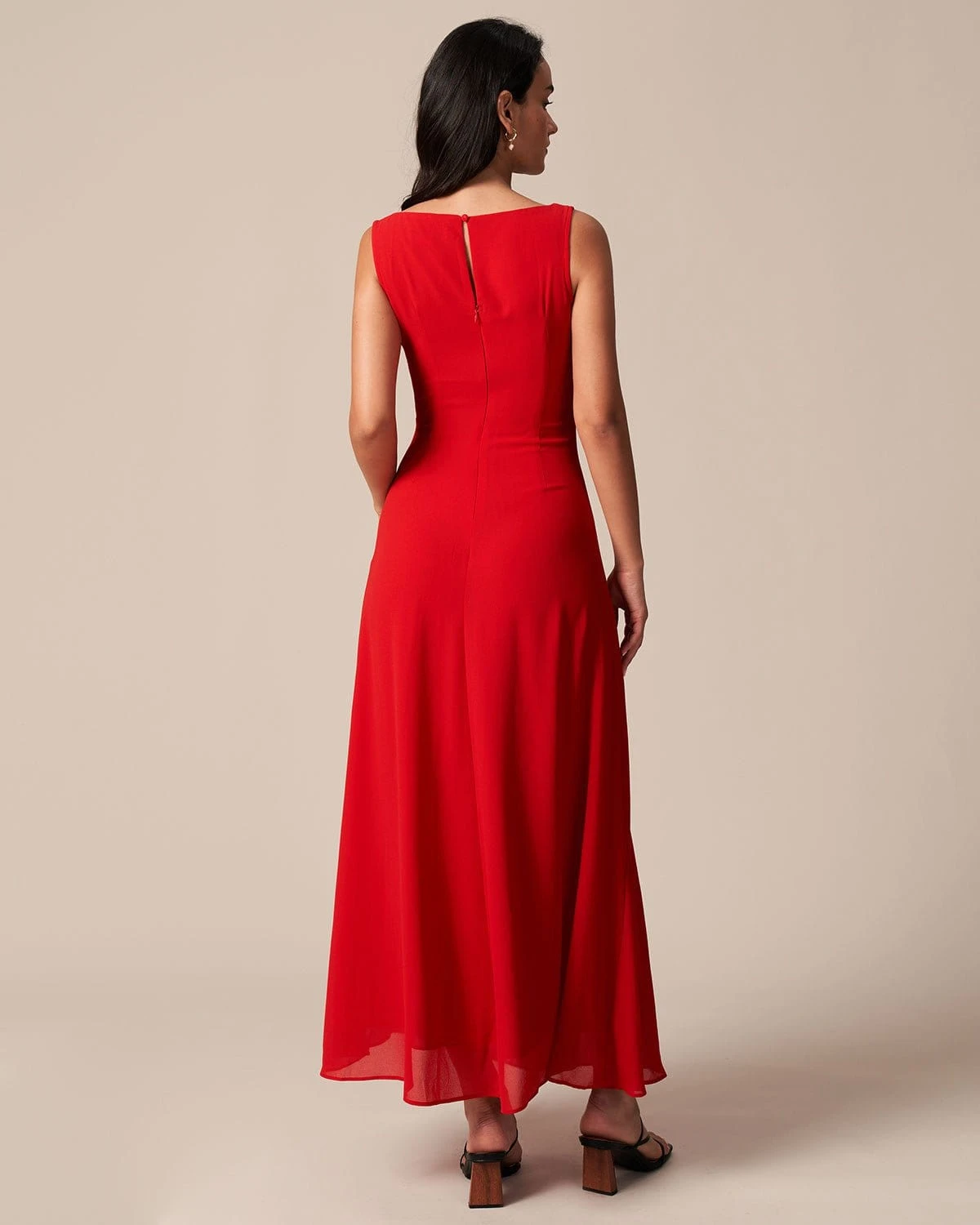 The Red Cowl Neck Cutout Ruched Maxi Dress 6 The Red Cowl Neck Cutout Ruched Maxi Dress - Image 6