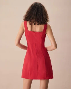 The Red Square Neck Scalloped Mini Dress 7 The Red Square Neck Scalloped Mini Dress -CINN Clothing Shop the red square neck scalloped dress dresses vltwvc