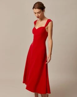 The Red Sweetheart Neck Cap Sleeve Midi Dress 8 The Red Sweetheart Neck Cap Sleeve Midi Dress -CINN Clothing Shop the red sweetheart neck midi dress dresses hidmhd 266014