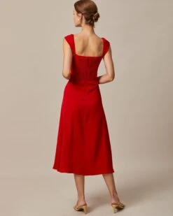 The Red Sweetheart Neck Cap Sleeve Midi Dress 11 The Red Sweetheart Neck Cap Sleeve Midi Dress -CINN Clothing Shop the red sweetheart neck midi dress dresses wng34b 141450