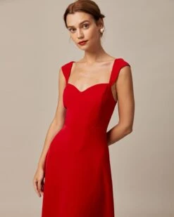 The Red Sweetheart Neck Cap Sleeve Midi Dress 10 The Red Sweetheart Neck Cap Sleeve Midi Dress -CINN Clothing Shop the red sweetheart neck midi dress dresses xxjzuu 229797