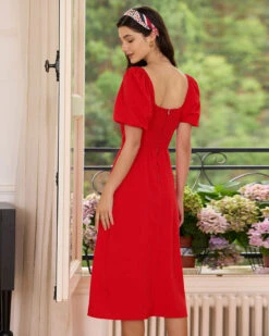 The Red Sweetheart Neck Slit Midi Dress 8 The Red Sweetheart Neck Slit Midi Dress -CINN Clothing Shop the red sweetheart neck slit midi dress dresses cyvemh
