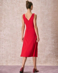 The Red V Neck Sleeveless A-Line Midi Dress 9 The Red V Neck Sleeveless A-Line Midi Dress -CINN Clothing Shop the red v neck a line dress dresses toxa9w