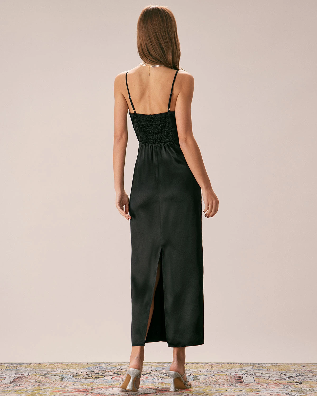 The Black Rosette Satin Strap Maxi Dress 5 The Black Rosette Satin Strap Maxi Dress - Image 5