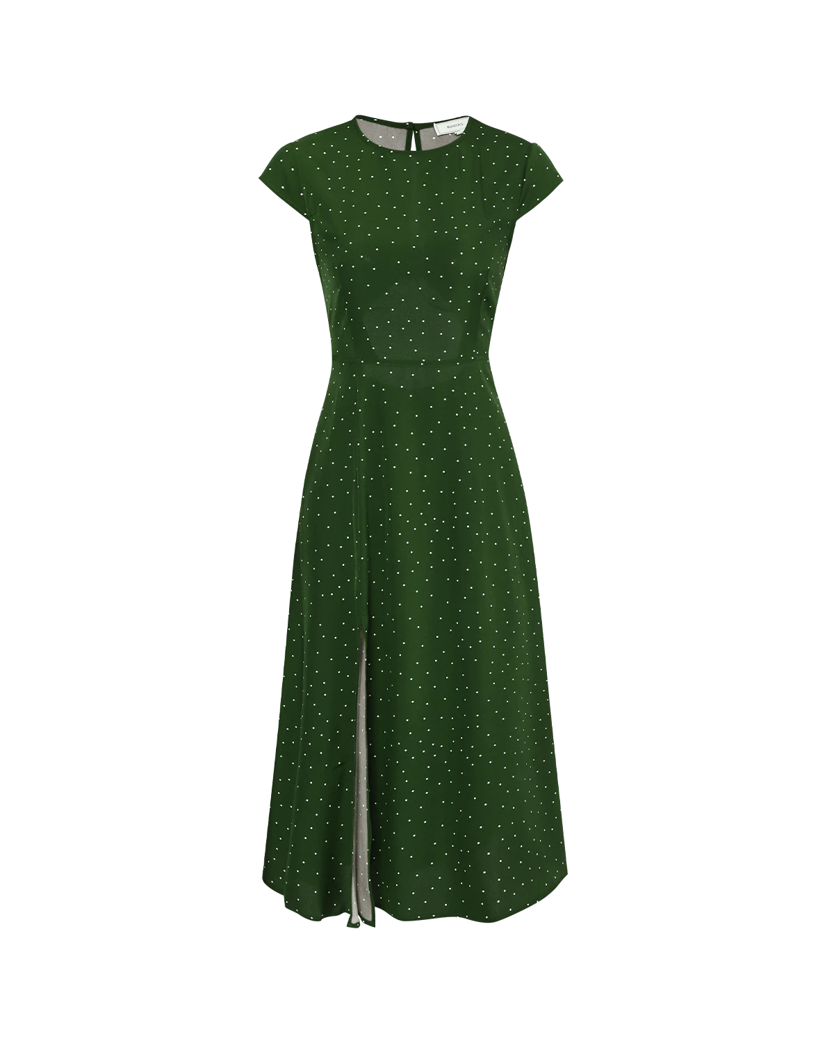 The Green Round Neck Polka Dot Cutout Midi Dress 6 The Green Round Neck Polka Dot Cutout Midi Dress - Image 6