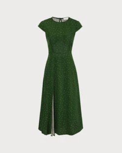 The Green Round Neck Polka Dot Cutout Midi Dress 9 The Green Round Neck Polka Dot Cutout Midi Dress -CINN Clothing Shop the round neck polka dot dress dresses jf95z9 3e0caac6 e48e 449f 8acb e89be1afcfb5