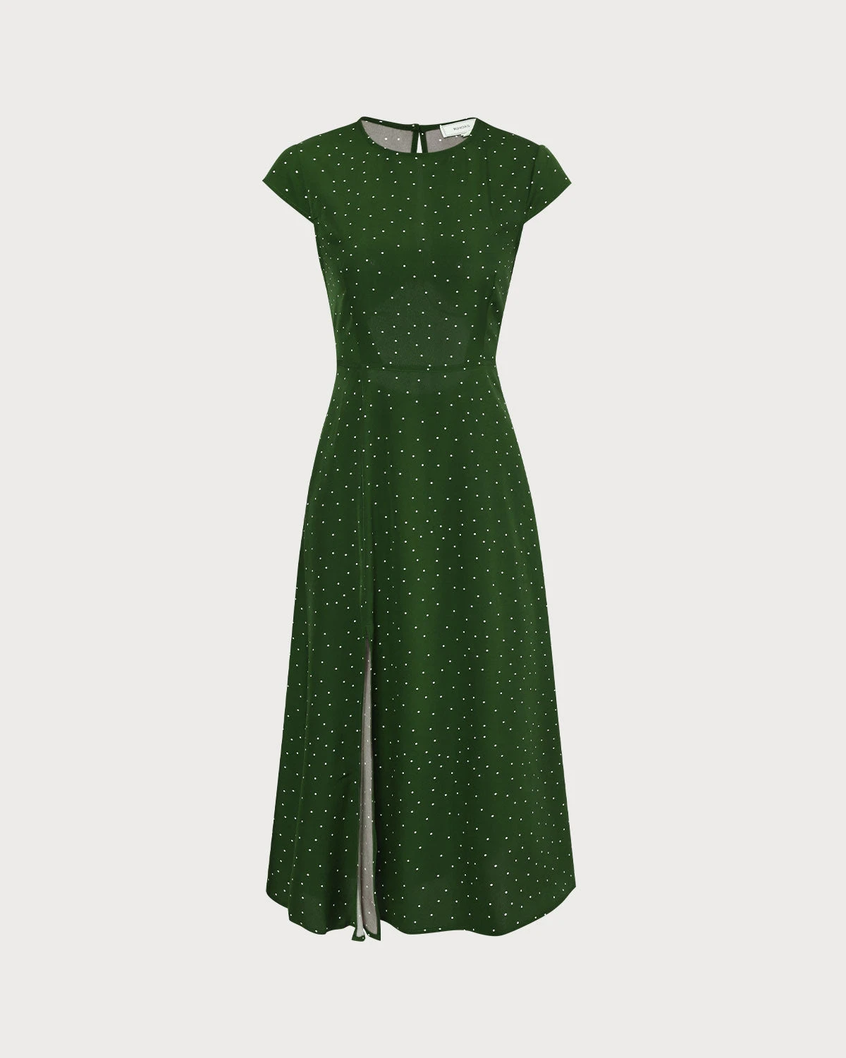 The Green Round Neck Polka Dot Cutout Midi Dress 4 The Green Round Neck Polka Dot Cutout Midi Dress - Image 4