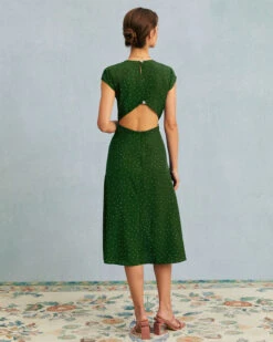 The Green Round Neck Polka Dot Cutout Midi Dress 8 The Green Round Neck Polka Dot Cutout Midi Dress -CINN Clothing Shop the round neck polka dot dress dresses p2qyck a20c93c1 1852 40b3 a590 960c6725b029