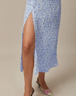 The Blue Round Neck Floral Slit Midi Dress 8 The Blue Round Neck Floral Slit Midi Dress -CINN Clothing Shop the round neck ruched floral dress dresses egi0zv fbe2c693 88c5 4ca5 a6ad 5a6e26a1d1cd