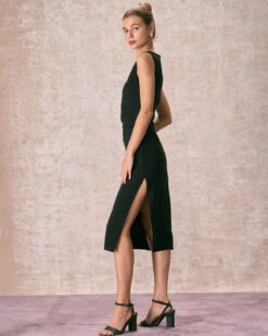 The Black Round Neck Ruched Tank Midi Dress 10 The Black Round Neck Ruched Tank Midi Dress -CINN Clothing Shop the round neck ruched tank dress dresses ioi0gm