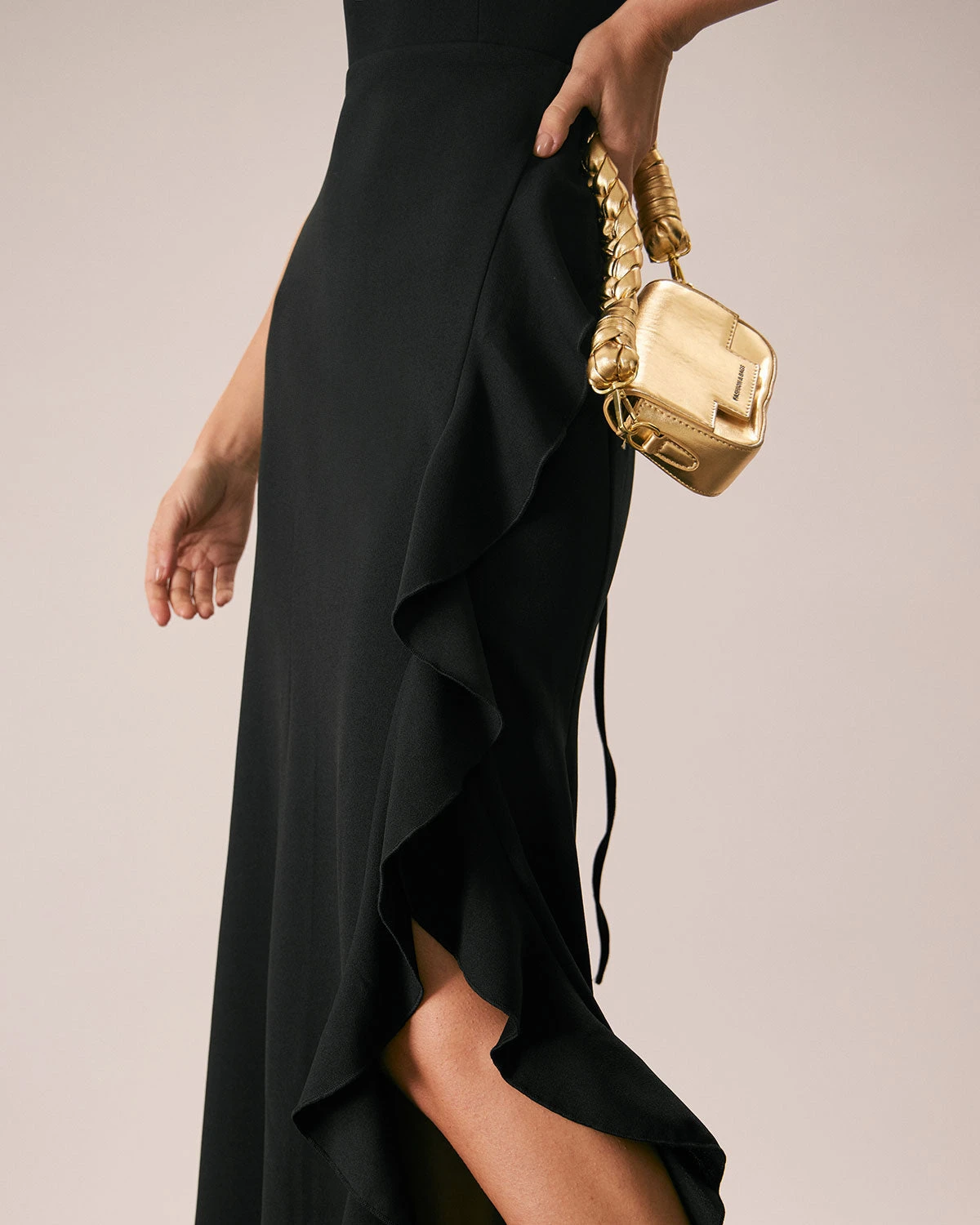 The Black Ruffle Cross Back Strap Maxi Dress 4 The Black Ruffle Cross Back Strap Maxi Dress - Image 4