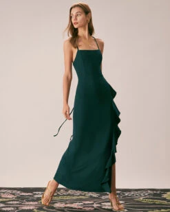 The Green Ruffle Cross Back Strap Maxi Dress 8 The Green Ruffle Cross Back Strap Maxi Dress -CINN Clothing Shop the ruffle cross back dress dresses qq4wcn 9ec18972 0553 4554 bd03 33f82e8c3e67