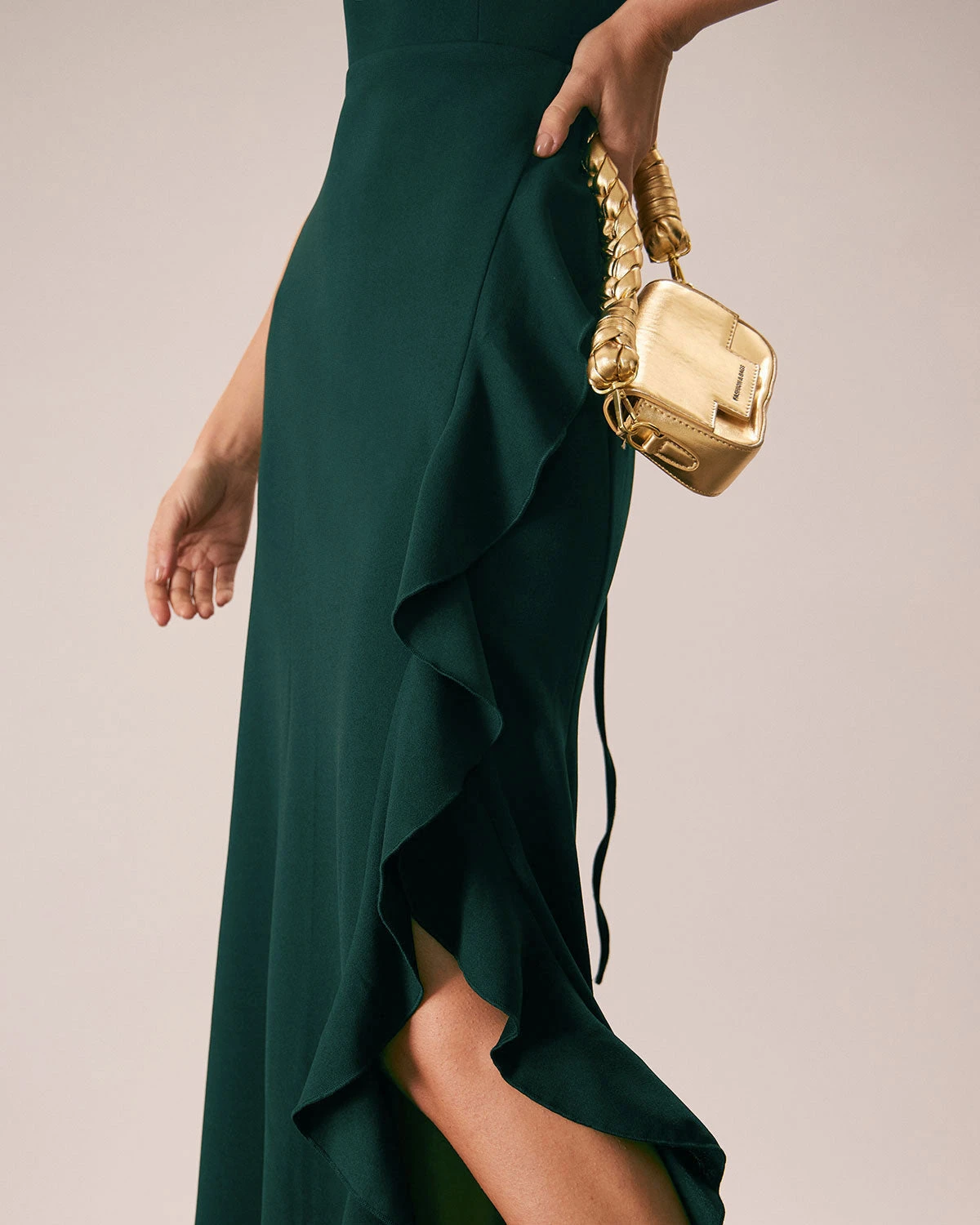The Green Ruffle Cross Back Strap Maxi Dress 3 The Green Ruffle Cross Back Strap Maxi Dress - Image 3