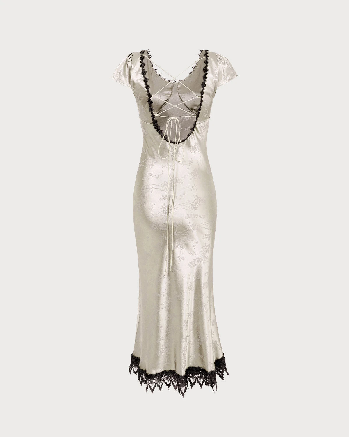 The White Jacquard Lace Satin Maxi Dress 7 The White Jacquard Lace Satin Maxi Dress - Image 7