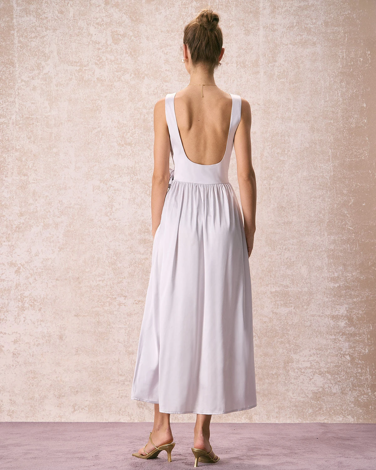 The Silver Boat Neck Floral Satin Maxi Dress 6 The Silver Boat Neck Floral Satin Maxi Dress - Image 6