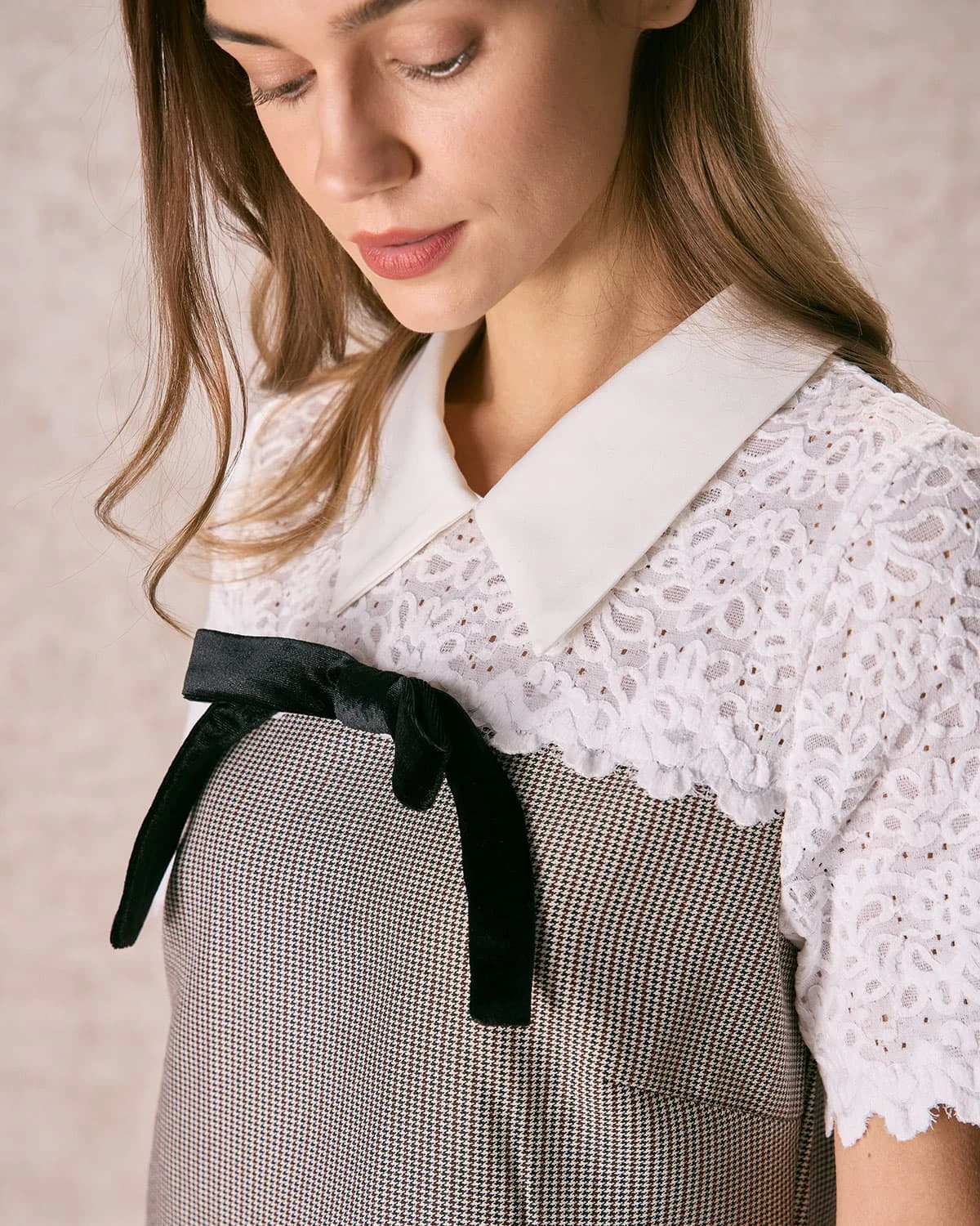 The Grey Shirt Collar Spliced Plaid Mini Dress 2 The Grey Shirt Collar Spliced Plaid Mini Dress - Image 2