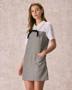 The Grey Shirt Collar Spliced Plaid Mini Dress 10 The Grey Shirt Collar Spliced Plaid Mini Dress -CINN Clothing Shop the spliced plaid mini dress dresses ewntnz