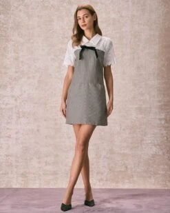 The Grey Shirt Collar Spliced Plaid Mini Dress 8 The Grey Shirt Collar Spliced Plaid Mini Dress -CINN Clothing Shop the spliced plaid mini dress dresses lw7yrr