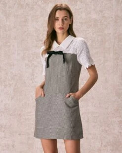 The Grey Shirt Collar Spliced Plaid Mini Dress 9 The Grey Shirt Collar Spliced Plaid Mini Dress -CINN Clothing Shop the spliced plaid mini dress dresses x20dhs