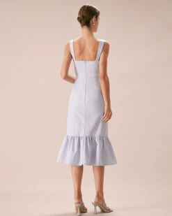 The Light Blue Square Neck Ruffle Midi Dress 10 The Light Blue Square Neck Ruffle Midi Dress -CINN Clothing Shop the square neck ruffle hem dress dresses 1egp0s