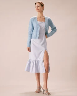 The Light Blue Square Neck Ruffle Midi Dress 11 The Light Blue Square Neck Ruffle Midi Dress -CINN Clothing Shop the square neck ruffle hem dress dresses dmm4in