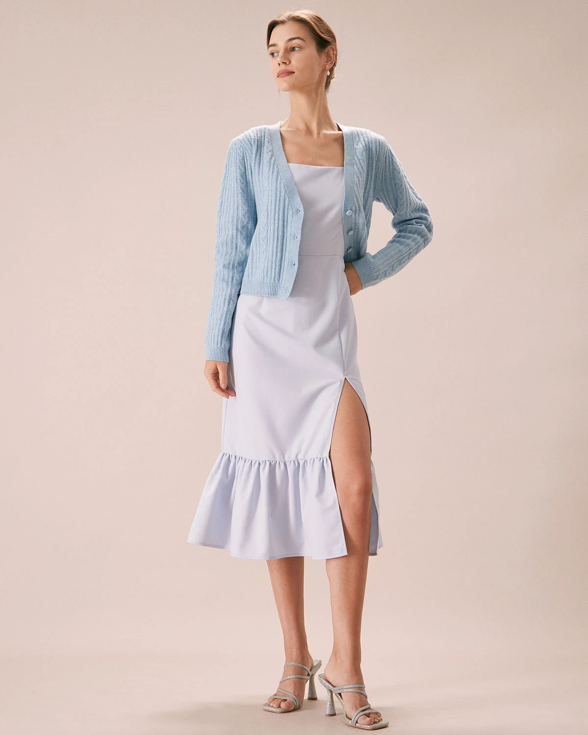 The Light Blue Square Neck Ruffle Midi Dress 6 The Light Blue Square Neck Ruffle Midi Dress - Image 6