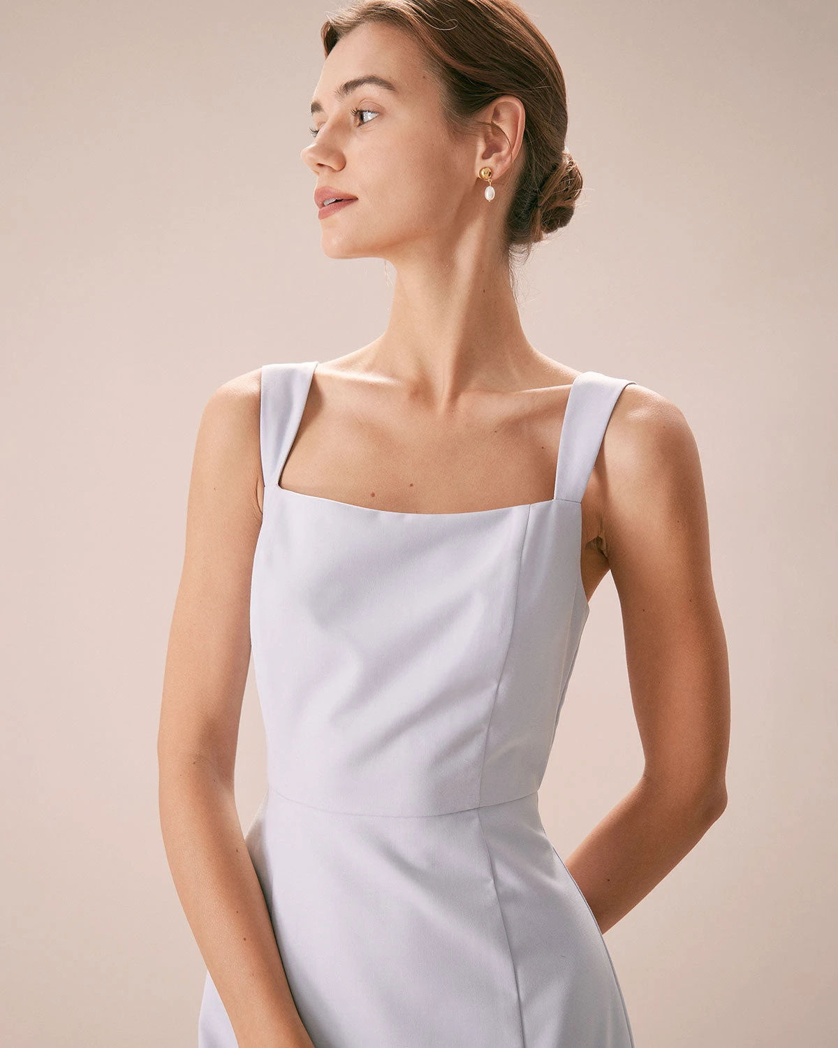 The Light Blue Square Neck Ruffle Midi Dress 2 The Light Blue Square Neck Ruffle Midi Dress - Image 2