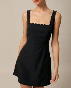 The Black Square Neck Scalloped Mini Dress 9 The Black Square Neck Scalloped Mini Dress -CINN Clothing Shop the square neck scalloped dress dresses tsucn5 183767