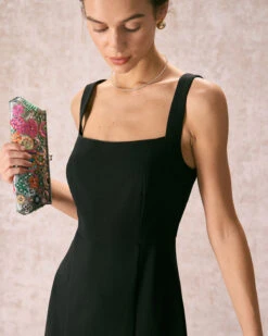 The Black Square Neck Sheath Midi Dress -CINN Clothing Shop the square neck sheath dress dresses dz5bni