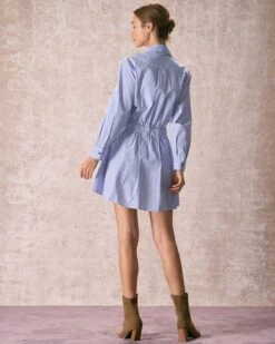 The Blue Striped Pleated Shirt Mini Dress 11 The Blue Striped Pleated Shirt Mini Dress -CINN Clothing Shop the striped pleated shirt dress dresses so3b1g
