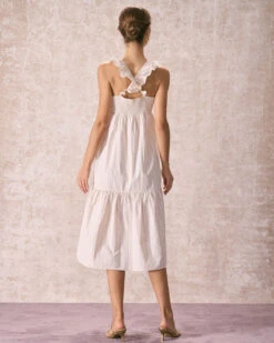 The Yellow V Neck Striped Ruffle Midi Dress 12 The Yellow V Neck Striped Ruffle Midi Dress -CINN Clothing Shop the striped ruffle tie midi dress dresses ey2qni