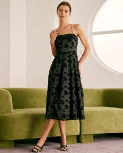 The Black Floral Strapless Midi Dress 11 The Black Floral Strapless Midi Dress -CINN Clothing Shop the suspender hem dress dresses 10scm1