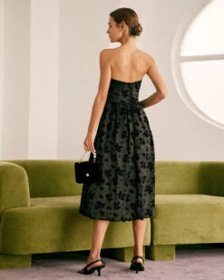 The Black Floral Strapless Midi Dress 13 The Black Floral Strapless Midi Dress -CINN Clothing Shop the suspender hem dress dresses pmxsxy