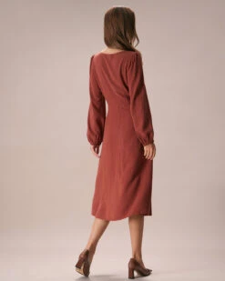 The Caramel Sweetheart Neck Midi Dress 9 The Caramel Sweetheart Neck Midi Dress -CINN Clothing Shop the sweetheart neck button dress dresses yinhvb