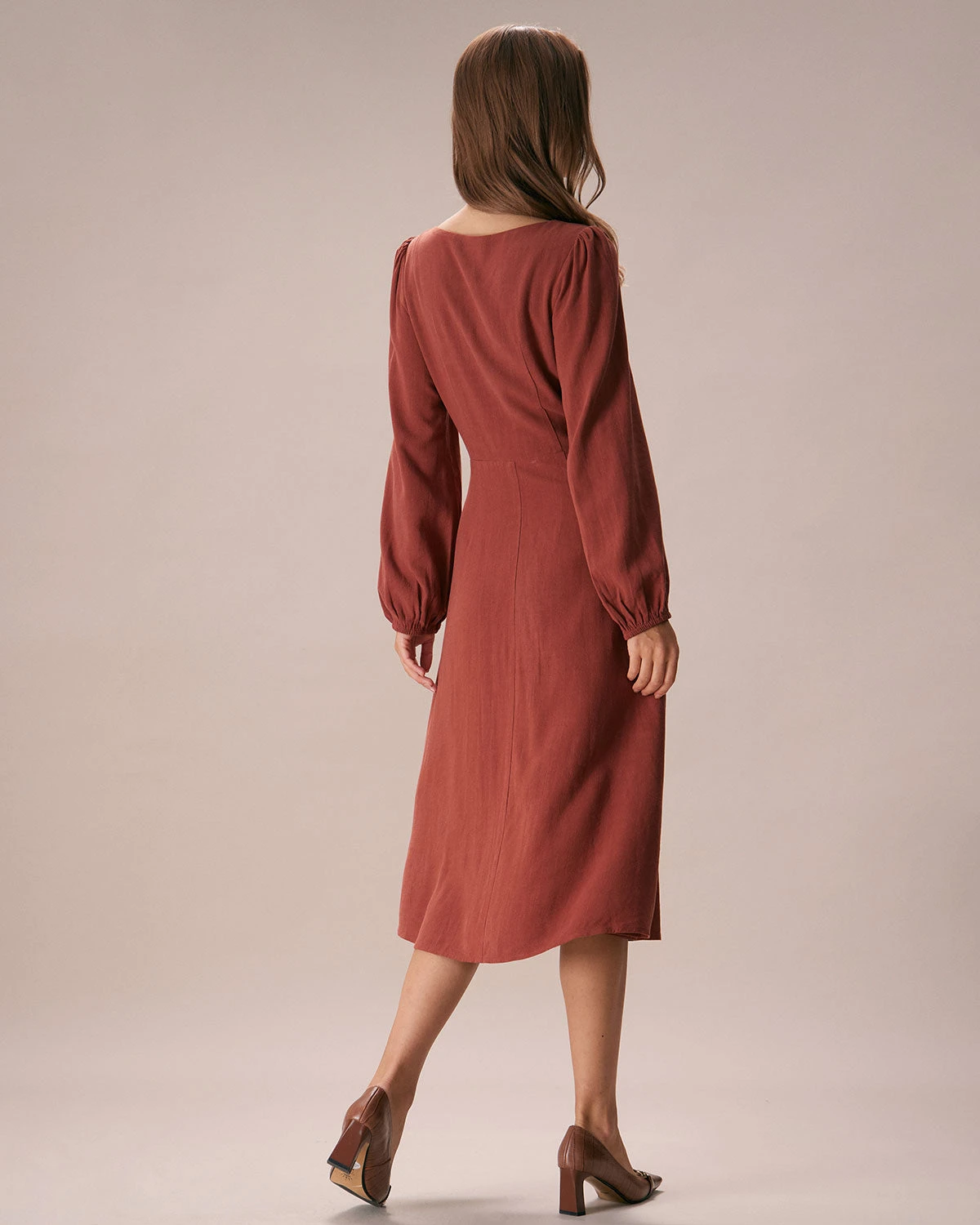 The Caramel Sweetheart Neck Midi Dress 5 The Caramel Sweetheart Neck Midi Dress - Image 5