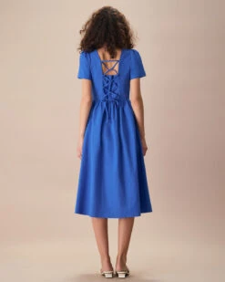The Blue Sweetheart Neck Button Midi Dress -CINN Clothing Shop the sweetheart neck button midi dress dresses vmcndm