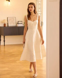 The White Sweetheart Neck Jacquard Midi Dress 10 The White Sweetheart Neck Jacquard Midi Dress -CINN Clothing Shop the sweetheart neck jacquard midi dress dresses ml5ddv