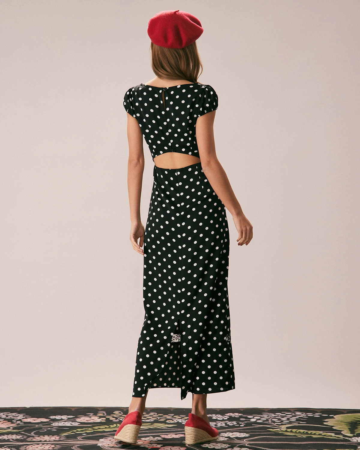 The Black Lace Trim Polka Dot Maxi Dress 6 The Black Lace Trim Polka Dot Maxi Dress - Image 6