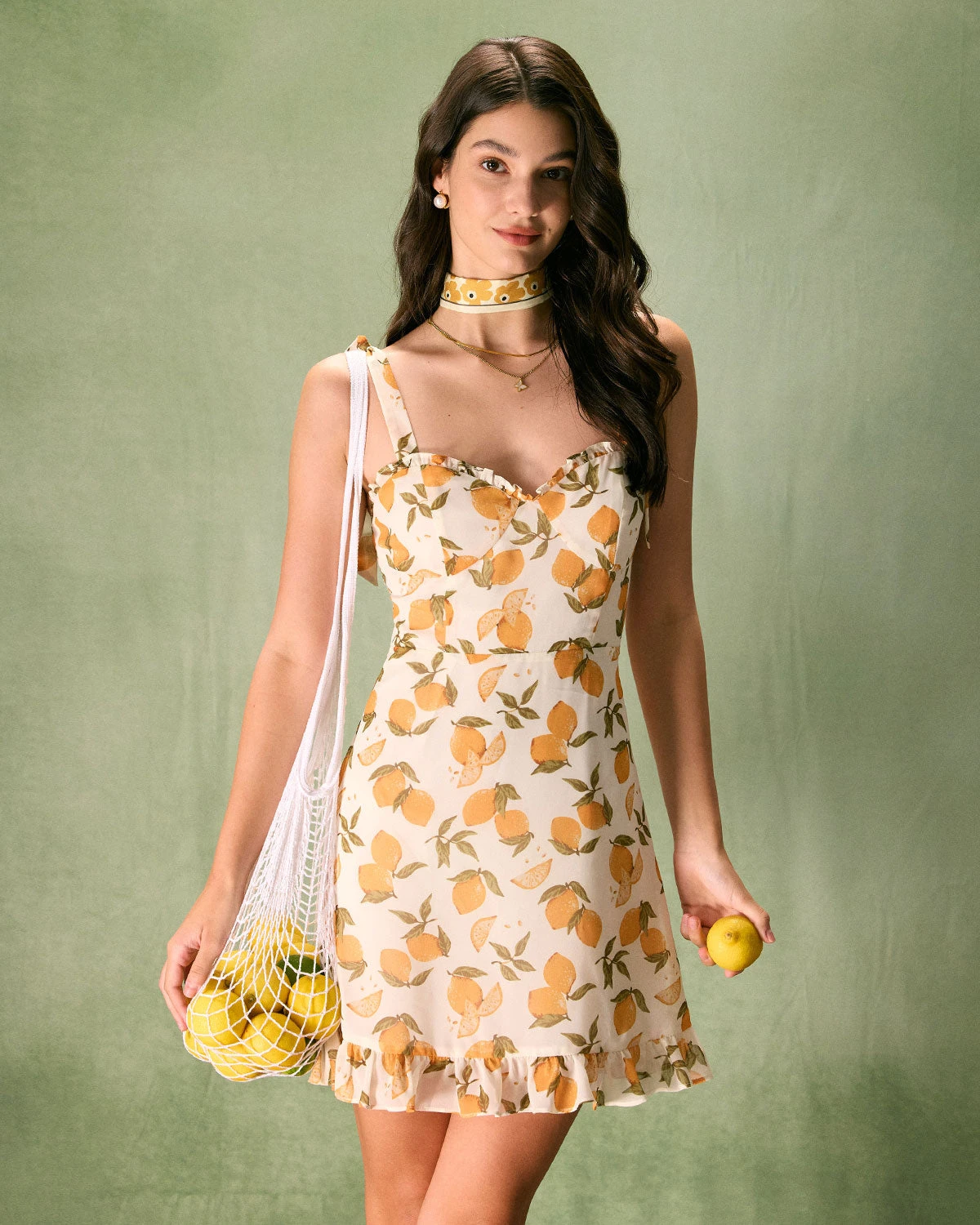 The Yellow Sweetheart Neck Lemon Mini Dress 2 The Yellow Sweetheart Neck Lemon Mini Dress - Image 2