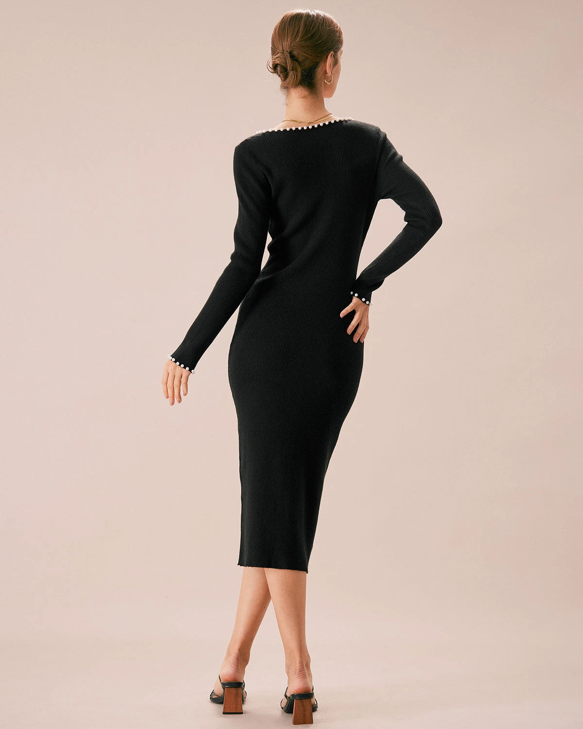 The Black Pearl Trim Bodycon Knit Midi Dress 5 The Black Pearl Trim Bodycon Knit Midi Dress - Image 5