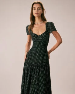 The Black Sweetheart Neck Polka Dot Maxi Dress 10 The Black Sweetheart Neck Polka Dot Maxi Dress -CINN Clothing Shop the sweetheart neck polka dot dress dresses wog8y5