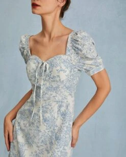 The Blue Sweetheart Neck Puff Sleeve Floral Midi Dress 10 The Blue Sweetheart Neck Puff Sleeve Floral Midi Dress -CINN Clothing Shop the sweetheart neck puff sleeve floral dress dresses hkxxxe 842946