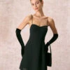 The Black Sweetheart Neck Slip Mini Dress