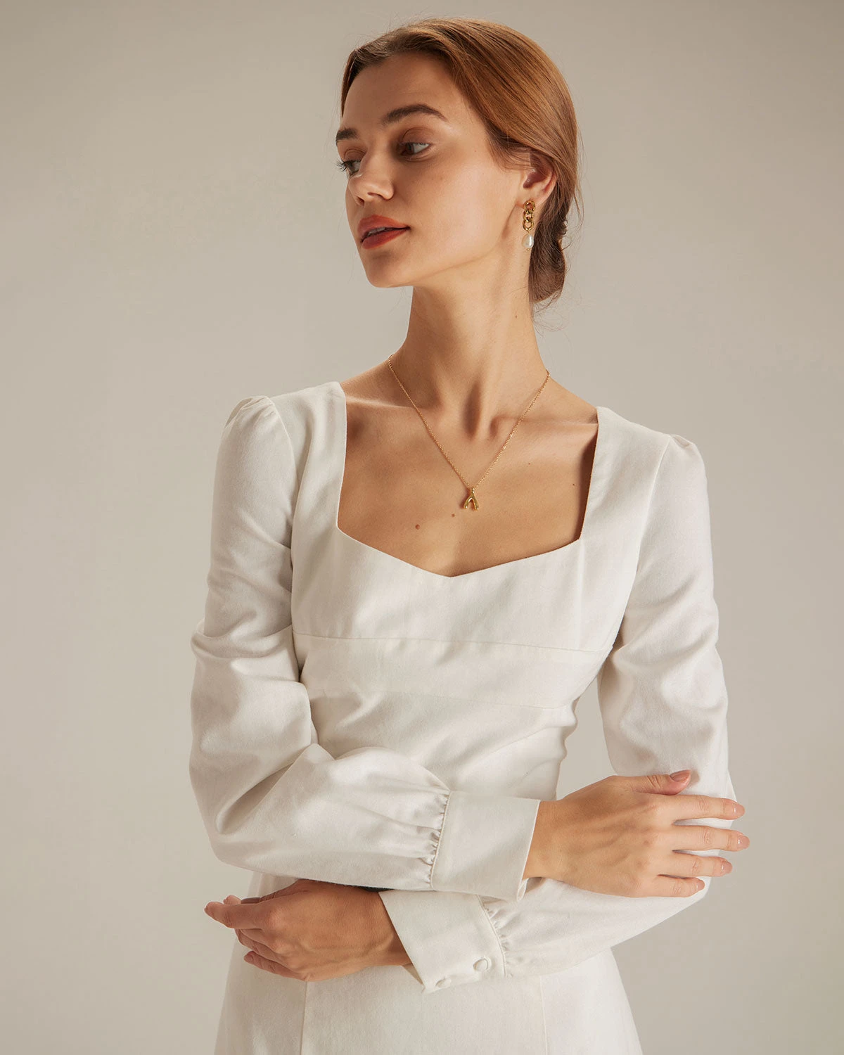 The White Sweetheart Neck Split Midi Dress 2 The White Sweetheart Neck Split Midi Dress - Image 2