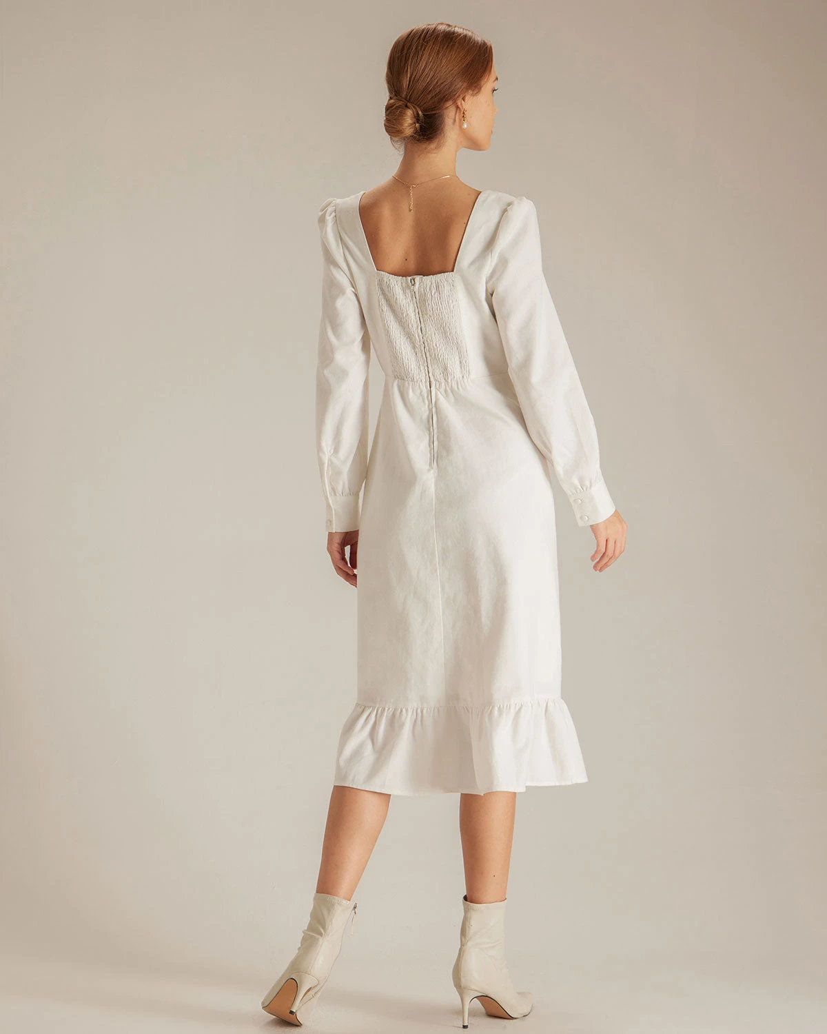 The White Sweetheart Neck Split Midi Dress 6 The White Sweetheart Neck Split Midi Dress - Image 6