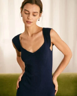 The Navy Sweetheart Neck Sweater Midi Dress 7 The Navy Sweetheart Neck Sweater Midi Dress -CINN Clothing Shop the sweetheart neck sweater dress dresses ahtwt2