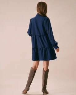 The Blue Tie-Neck Tiered Babydoll Mini Dress 11 The Blue Tie-Neck Tiered Babydoll Mini Dress -CINN Clothing Shop the tie neck collar babydoll dress dresses nmcljl