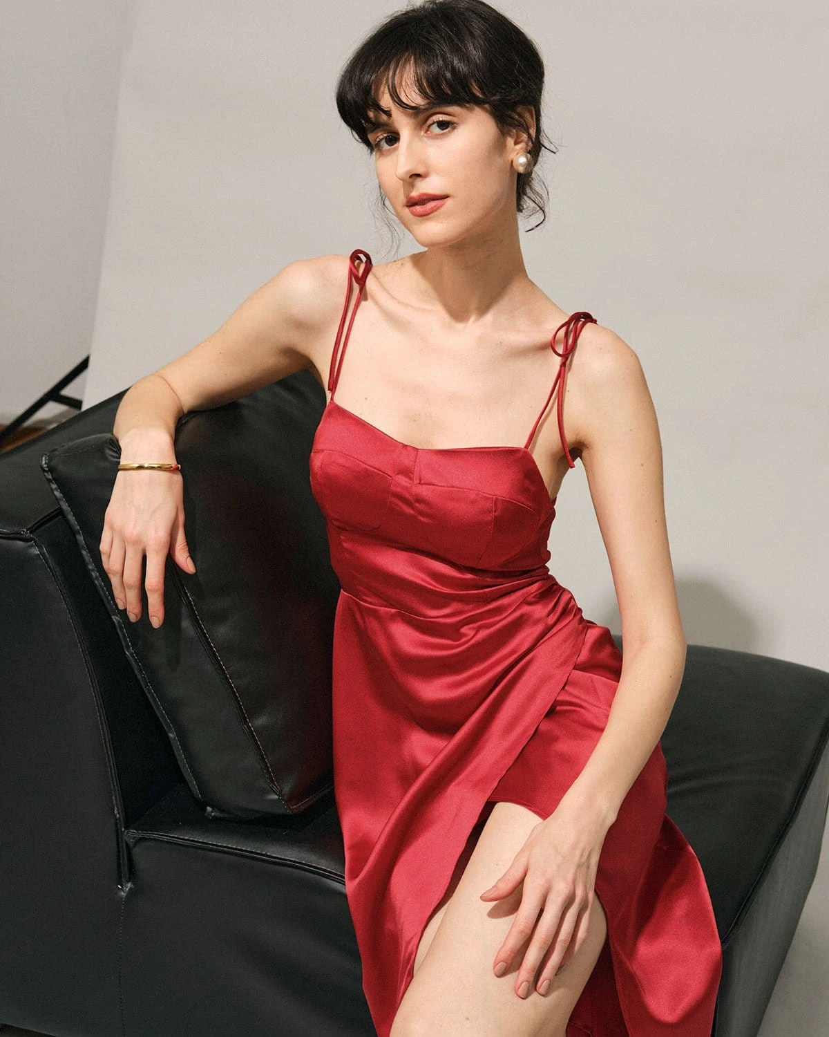 The Solid Sweetheart Neck Tie Shoulder Slit Midi Dress 9 The Solid Sweetheart Neck Tie Shoulder Slit Midi Dress - Image 9