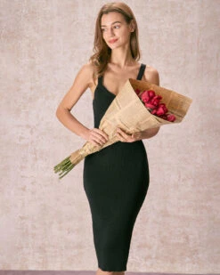 The Black V Neck Bodycon Knit Midi Dress 7 The Black V Neck Bodycon Knit Midi Dress -CINN Clothing Shop the v neck bodycon sweater dress dresses anyue4