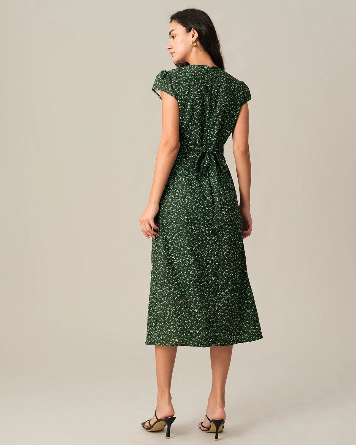 The V Neck Frill Trim Midi Dress 3 The V Neck Frill Trim Midi Dress - Image 3